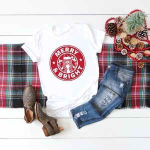 Christmas Starbucks T-shirt - Merry & Bright